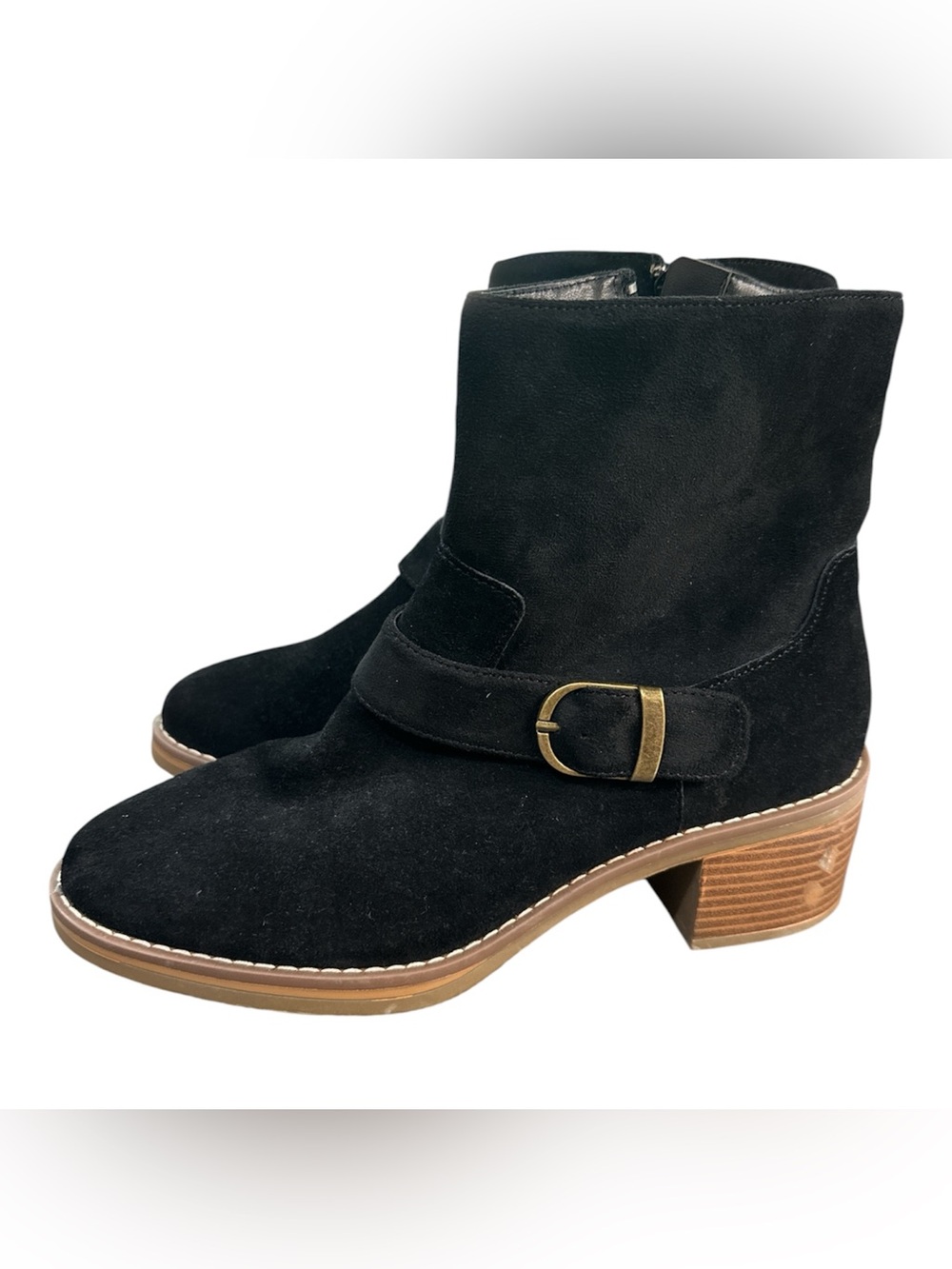 Kenzie Noe Women's Black Suede Ankle Boots with Buckle Size 8 New